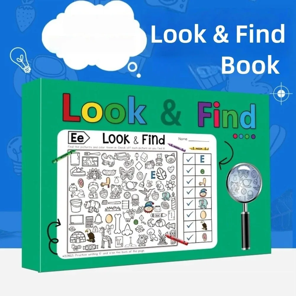 Interactive Find & Color Book Enhanced Attention Observation Skills Hidden Object Coloring Book Thicken Paper Seek & Color Book