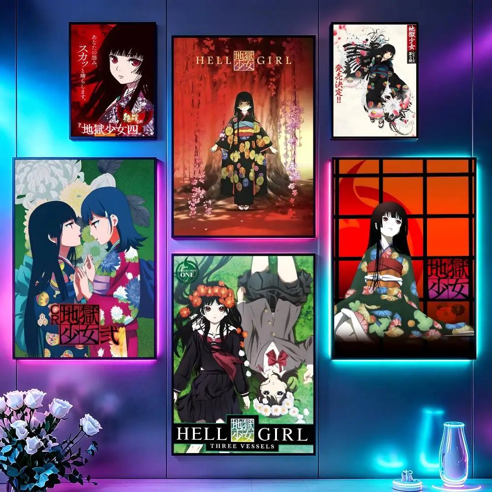 Anime Hell GirlS Poster Poster Sci Fi Cyberpunk HD Self Adhesive Wall Print Futuristic Home Game Room Decor Gift