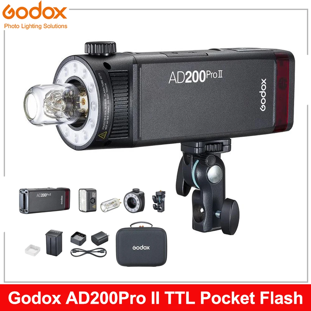 

Godox AD200Pro II Flash TTL 2.4G Wireless Camera Pocket Auto Flash compatible with X3 Trigger for Canon Sony Nikon Fuji Olympus