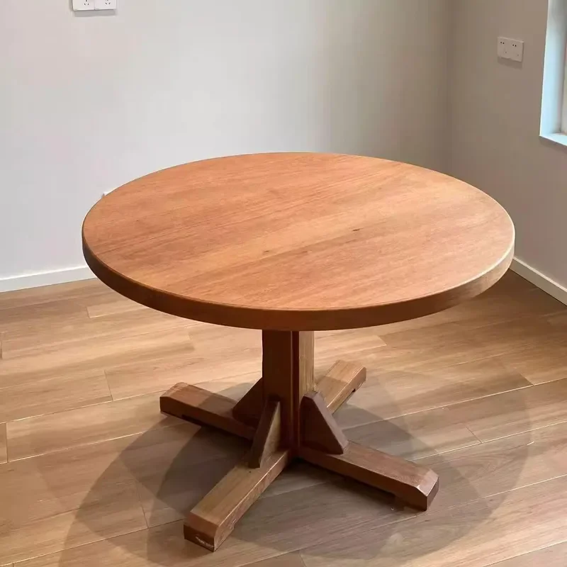 Solid Wood Round Dining Table Ash Wood Casual Small Apartment Simple Negotiation Small Round Table Restaurant Coffee Table