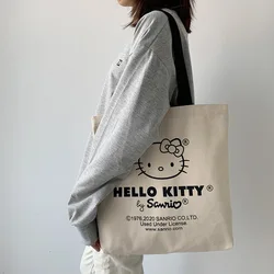 Płócienna Tote torba hello kitty estetyczna spersonalizowana torby na zakupy wielokrotnego użytku na zamówienie torba na ramię na zakupy słodkie podróżna kosmetyczka