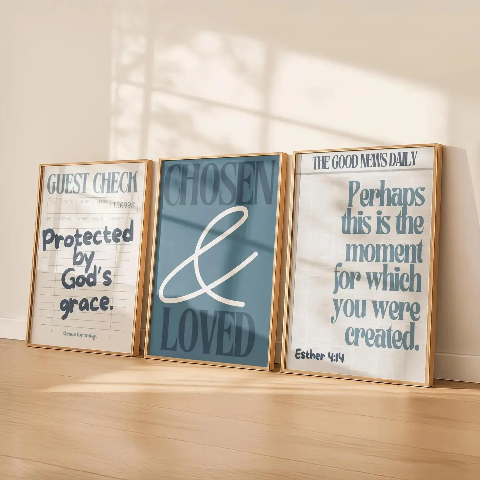 Christian Bible Verse Chosen & Loved Wall Art Print Canvas Painting Poster Picture For Living Room,Bedroom,Restaurant Home Decor