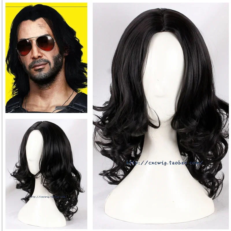 New Johnny Silverhand Cosplay Wig Keanu Reeves Heat Resistant Synthetic Hair Halloween Carnival Party Accessories