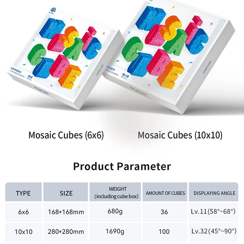 [CubeFun] Gan mosaïque Cubes 10 bricolage Puzzle Cube magique magnétique 10x10 Cube créatif mosaïque peintures décoratives jouets pour enfants