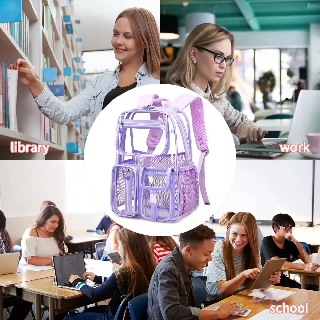 AOK School Bags College TPU Transparent Jelly Bag Large Capacity Backpack For Middle School Student School Bags For Woman