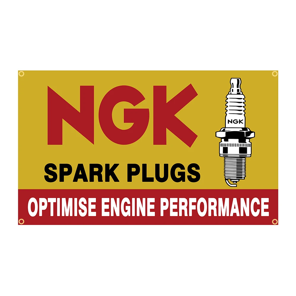 90x150cm NGK Spark Plugs 4 Hole Flag Polyest Racing Car Moto Banner Decoration Tapestry Jemony