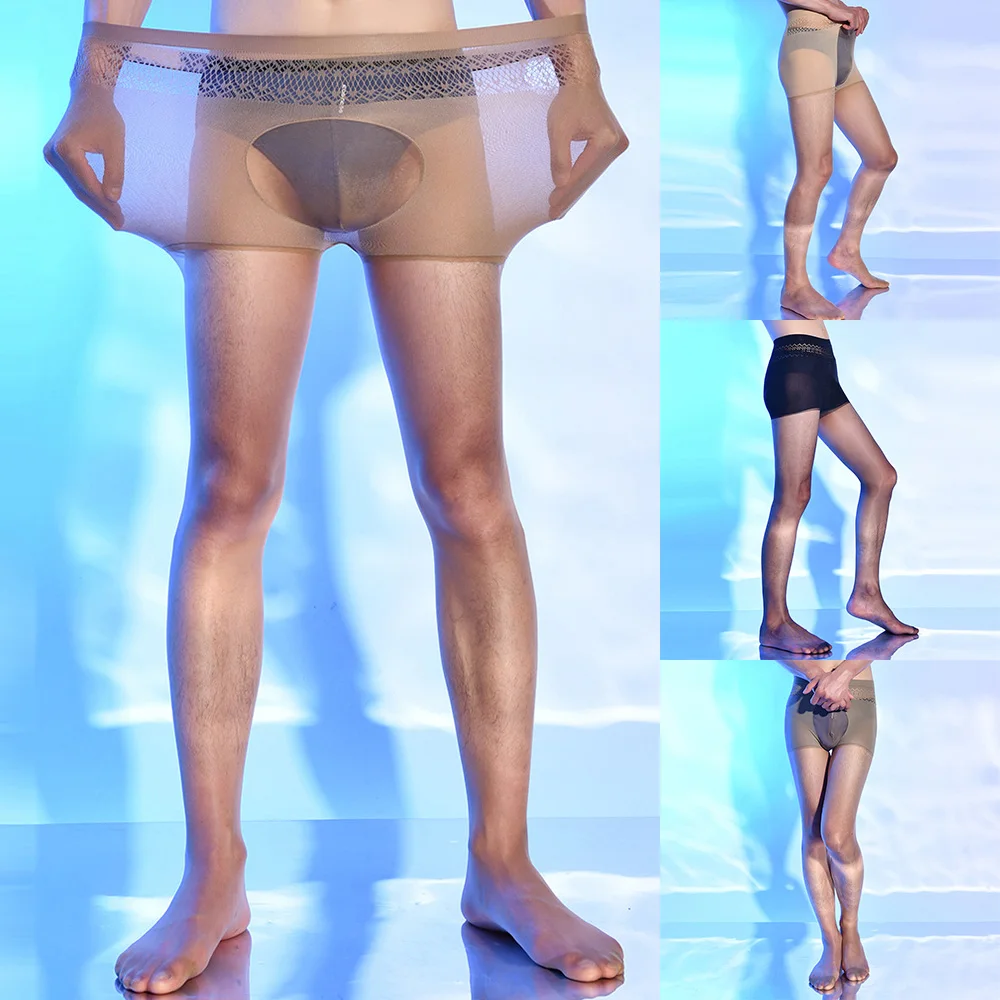 パンティー下着男性ブリーフスタイリッシュで快適な男性のオイル光沢のあるパンスト超薄型薄手のストッキングタイツ
