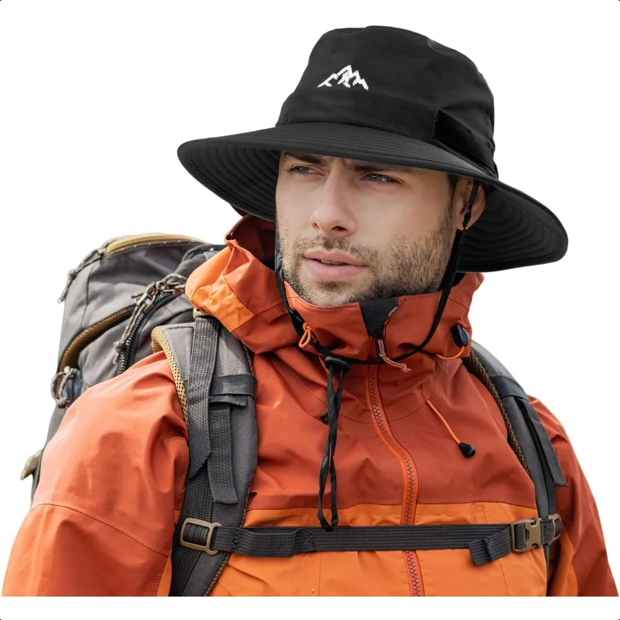 

L XL XXL UV50+ Waterproof Bucket Sun Hat for Fishing Golf Hiking AllWeather Outdoor Rain Hat Stiff Brim