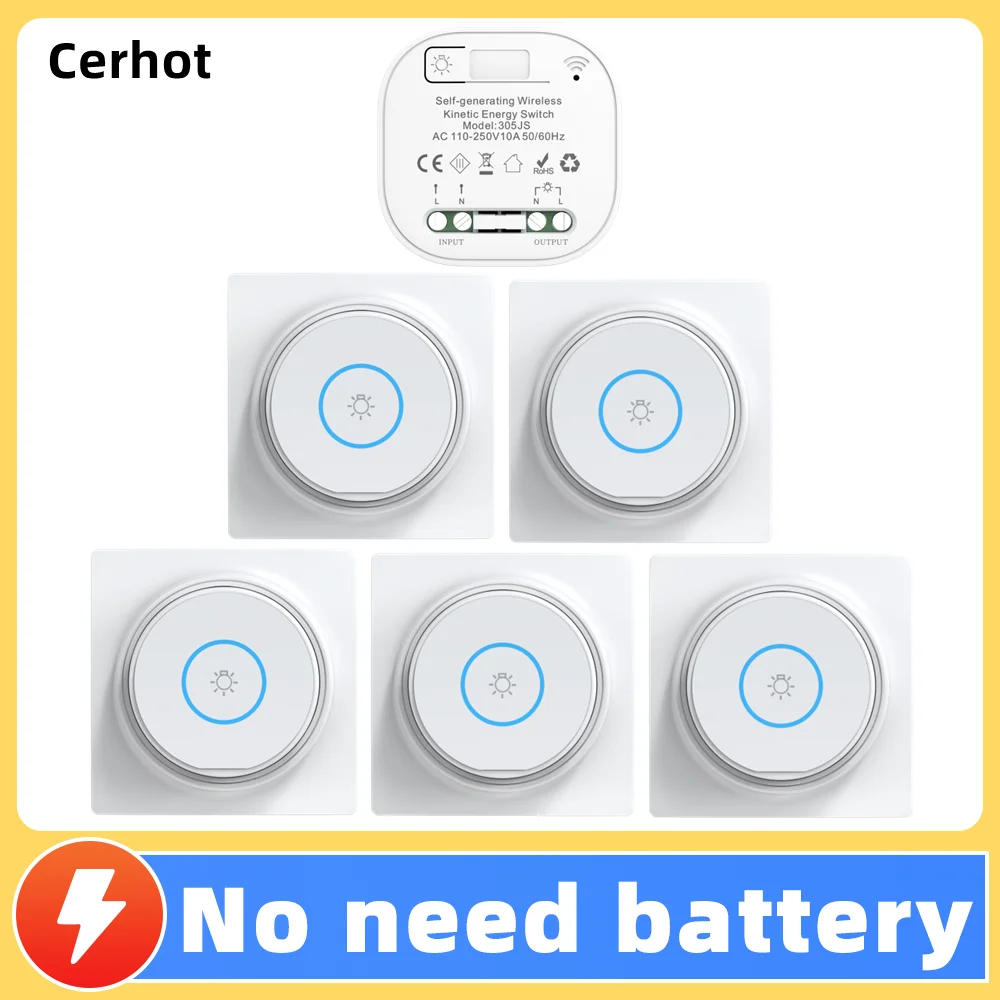 

Cerhot умный дом автономные беспроводные переключатели для освещения комплект кинетических выключателей света удаленные выключатели света беспроводная кнопка