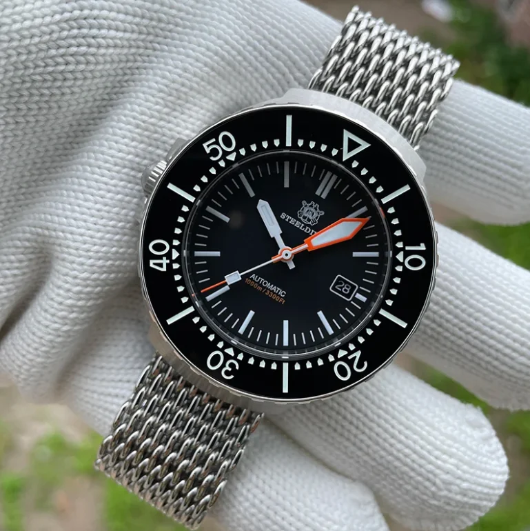 STEELDIVE Men Automatic Watch Pilot 45MM Mechanical Wristwatch Diver 1000m Waterproof BGW-9 Luminous Sapphire NH35 Ceramic Bezel