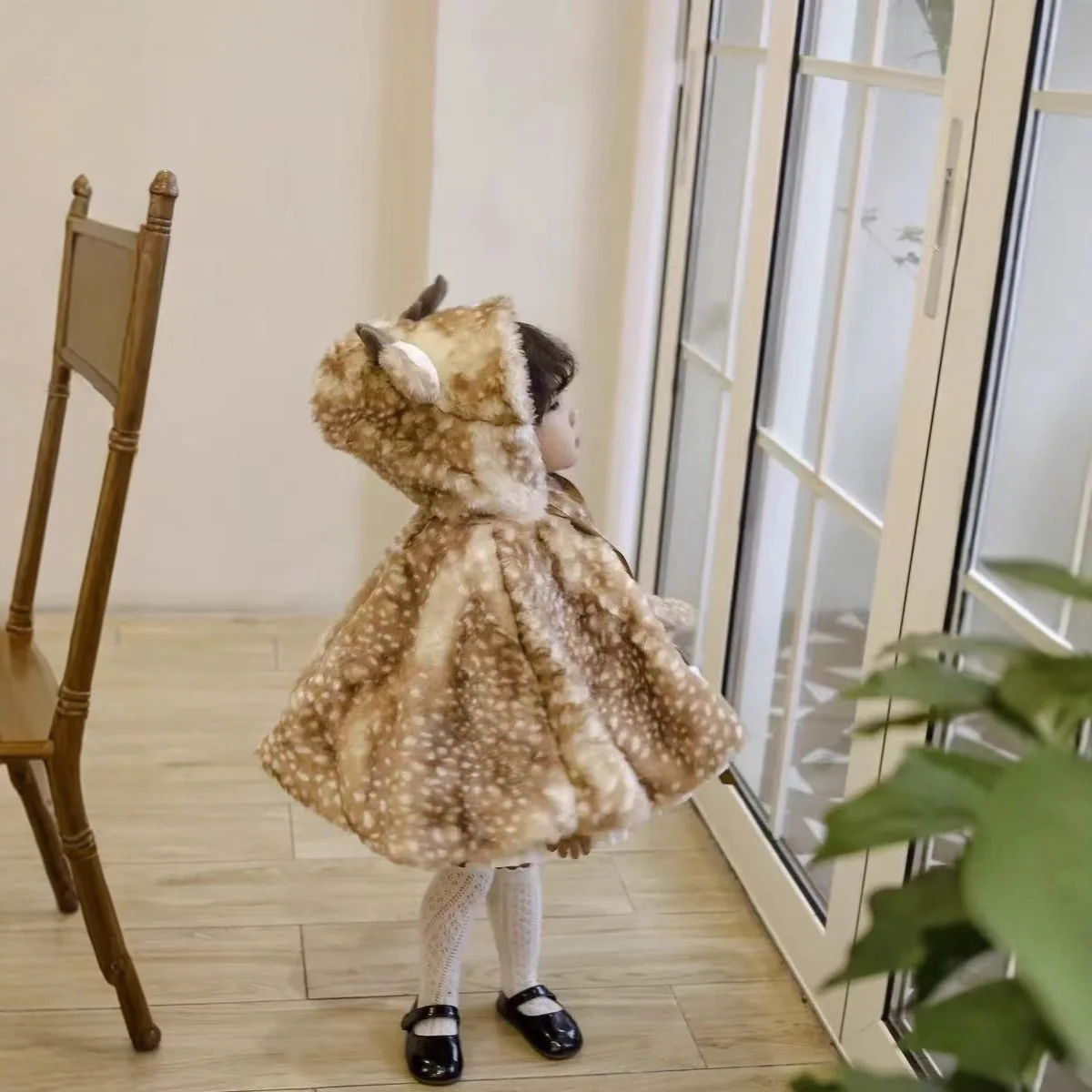 2026 معطف الفتيات رصدت الغزلان نمط تقليد فرو المنك لينة القطن مبطن معطف سميك الاطفال عباءة دافئة الزي السنة الجديدة #4