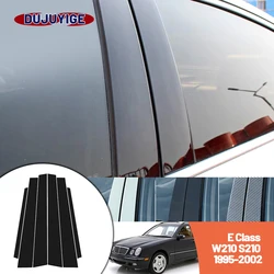 Bright black carbon fiber door and window B C Pillar sticker suitable For Mercedes Benz E Class W210 S210 1995-2002 1996 1997