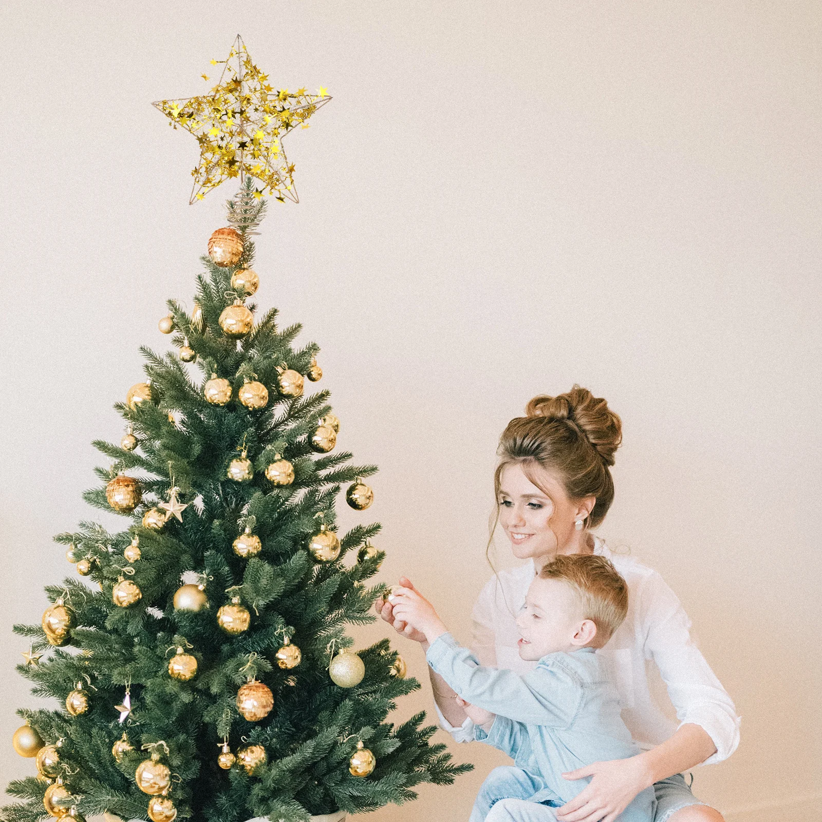 قطعة واحدة من قطعة شجرة عيد الميلاد بتصميم نجمة مضيئة، لون أنيق، ديكور شجرة عيد الميلاد المثالي لتزيين المنزل والحفلات والمهرجانات