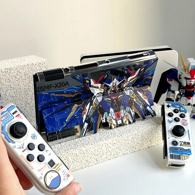 Gundam capa protetora para interruptor criatividade translucidez habitação protetora capa fina pele ns switch oled acessórios de jogo