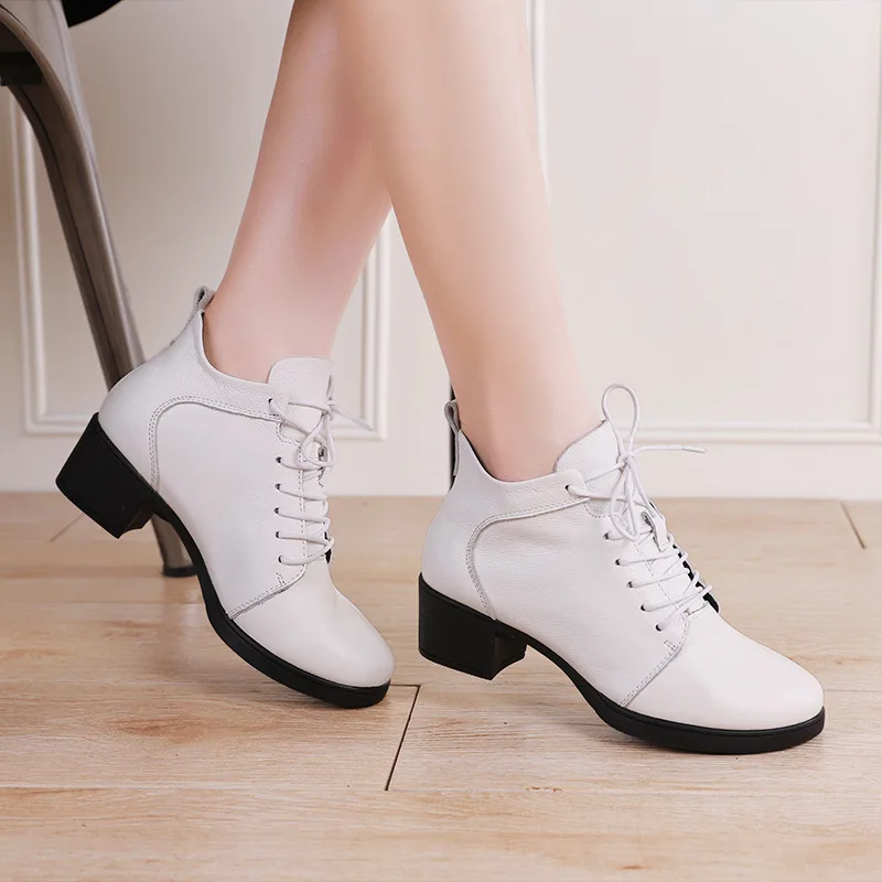 Genuine Leather Woman Latin Dance Shoes Outdoor Dance Boots Salsa Tango Dancing Shoes For Girls Soft Bottom Black Ankle Boots