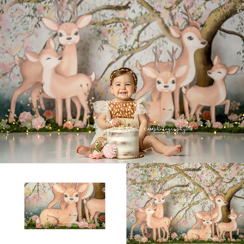 

Forest Deer Backdrops Kids Baby Photography Child Adult Photocall Decors Jungle Animals Backgrounds