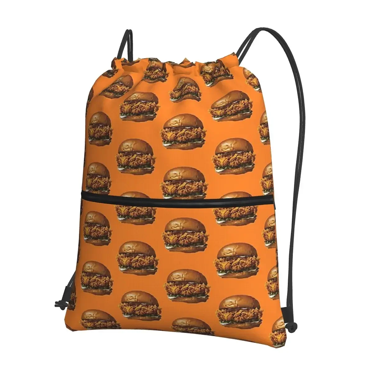 Popeyes Chicken Sandwich Portable Backpacks Drawstring Bag Casual Drawstring Bundle Pocket Sundries Bags For School Students