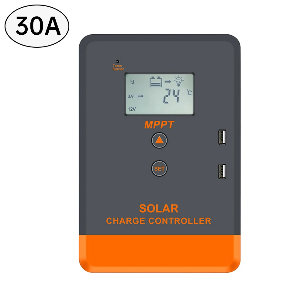 MPPT30A Solar Controller Charger 12V 24V LCD Display Dual USB Port Solar Panel Stabilizer Photovoltaic Energy Storage Controller