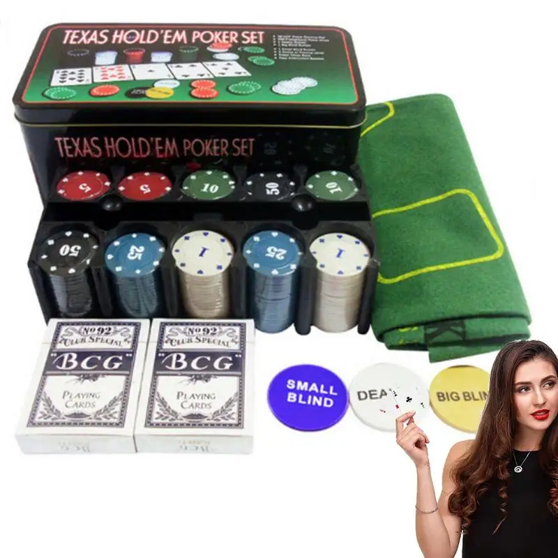 

For Texas Holdem Outdoor Camping Poker Game Set 200Pcs Poker Chips Party Table Game Poker Tokens Case Set With Big Blind Vega