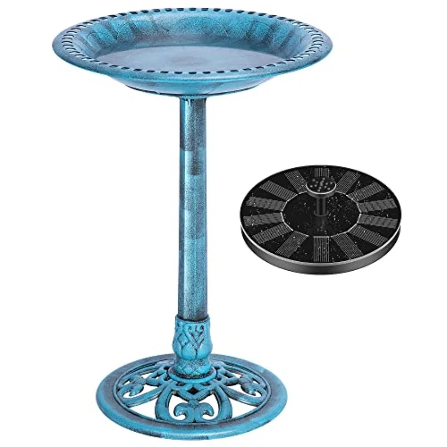 

Bird Bath with Solar Fountain for Outside, Polyresin Pedestal Bird Baths with Solar Powered Pump for Outdoor, Garden, Weather-R