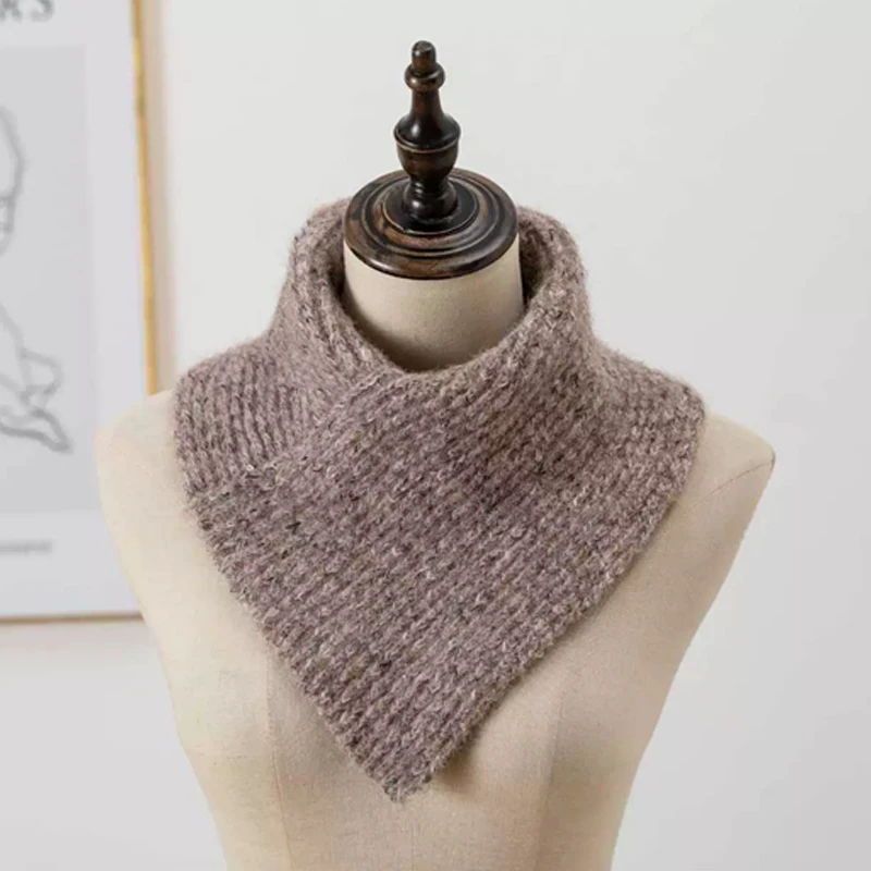 Damen-Halsketten, Winter-Strickschal, weicher Fleece-Dreiecksschal, dicker, warmer Halswärmer, thermische Kleidung für kaltes Wetter, Accesso – Detail 7