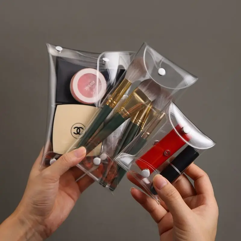 Sac de rangement transparent en PVC pour pinceaux de maquillage, mini porte-monnaie de voyage portable, accessoires étanches, 1 pièce