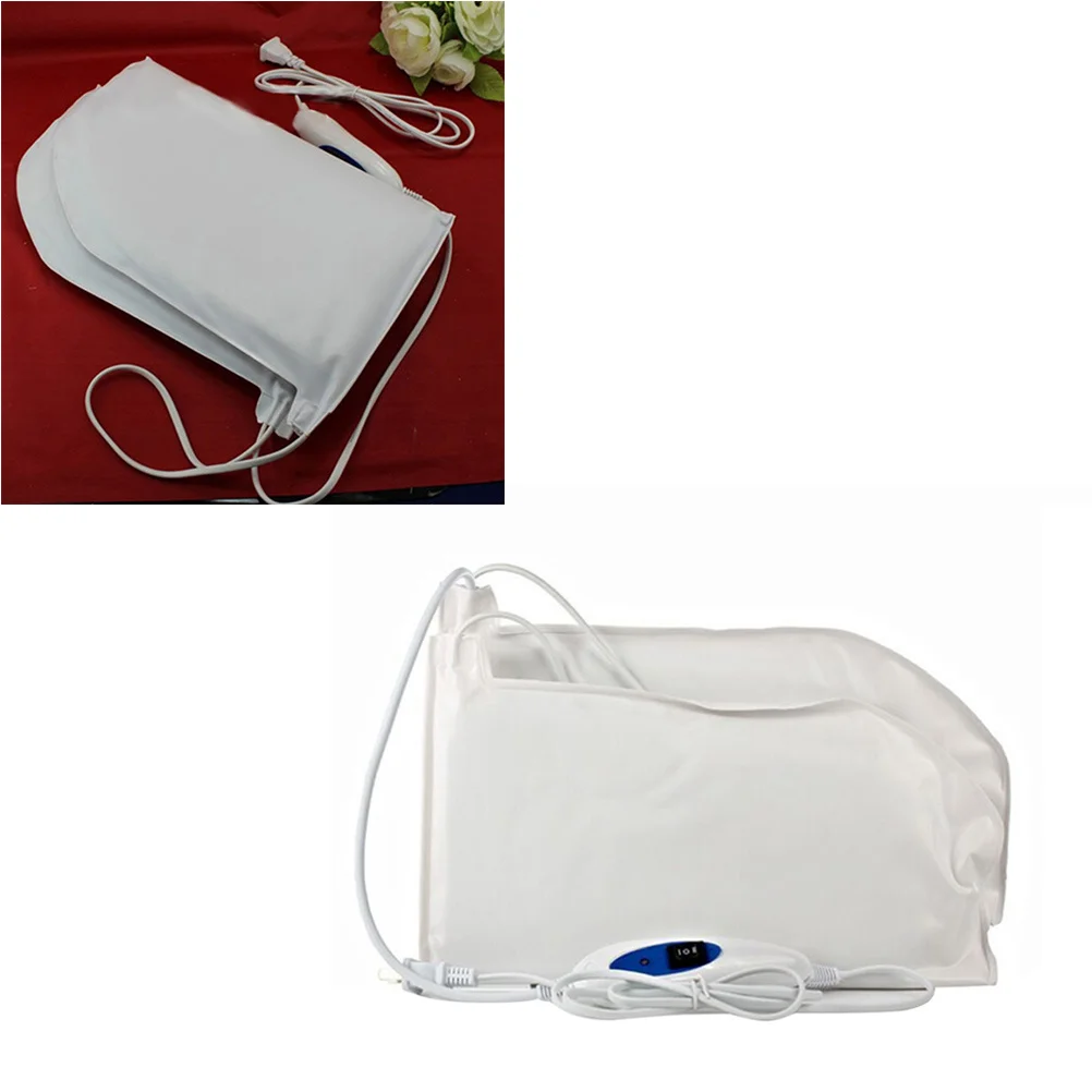قفازات تسخين كهربائية باللون الأبيض، غطاء سبا يدوي قابل لإعادة الاستخدام للاحتفاظ بالرطوبة، مهدئ وجاف ومريح