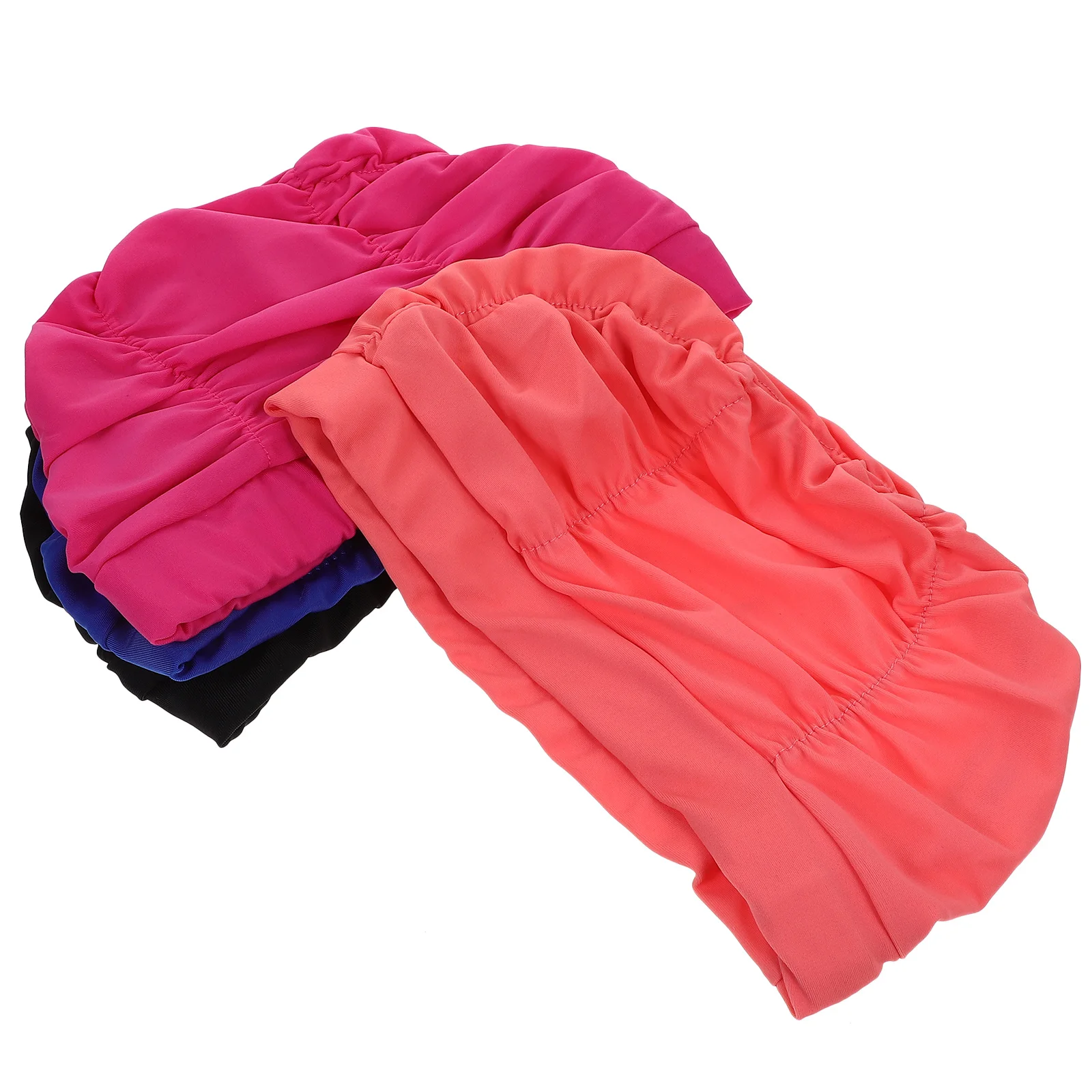 4 قطع قبعات السباحة الشعر الطويل للنساء الفتيات قبعات السباحة المريحة والمتينة المضادة للانزلاق حماية الشعر قبعة السباحة للبالغين