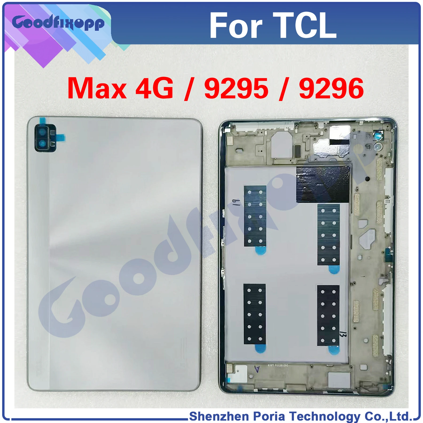 For TCL 10 Tab Max 4G 9295 9295G 9296 9296G 9296X Back Lid Battery Cover Door Housing Rear Case Repair Parts Replacement