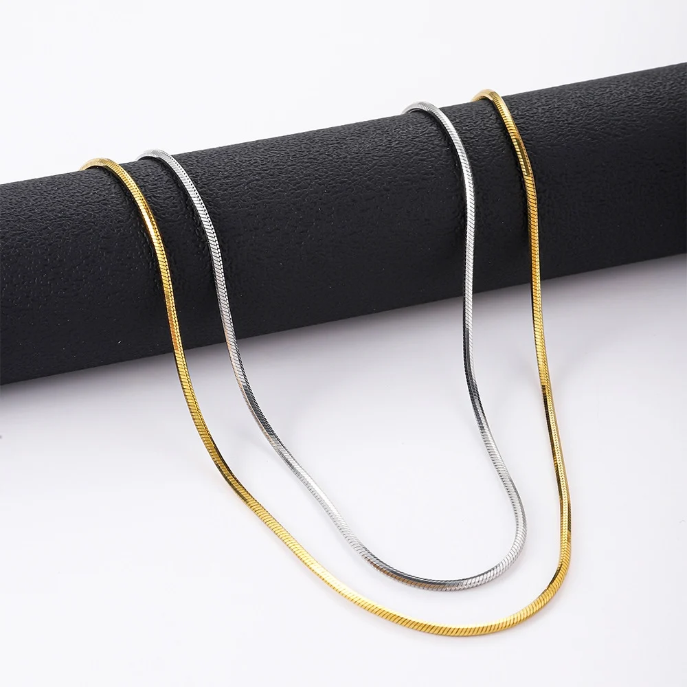 1,2 mm goldfarbene Edelstahl-Halskette für Männer, achteckige Schlangenkette für Frauen, Hip-Hop-Schmuckzubehör – Detail 7