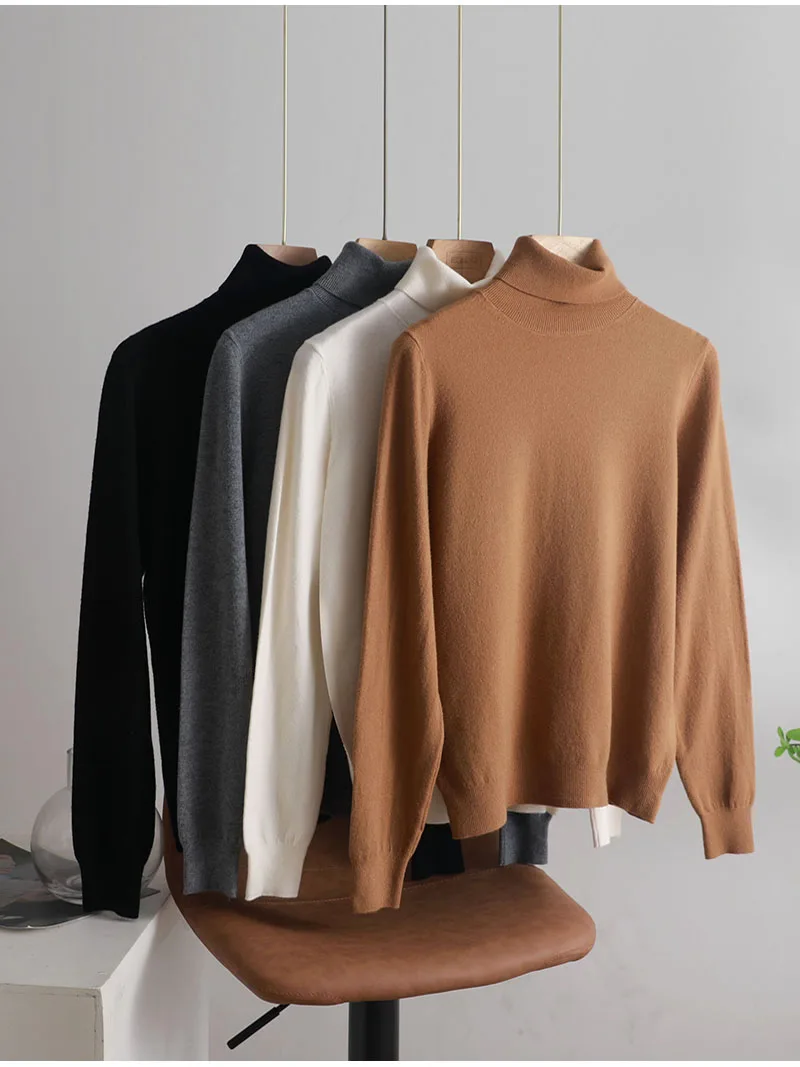 autumn winter Basic Slim soft solid color turtleneck Sweater knitted Pullover Women Casual Long Sleeve chic bottom Sweater top