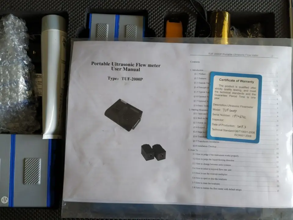 Portable ultrasonic liquid water flow meter