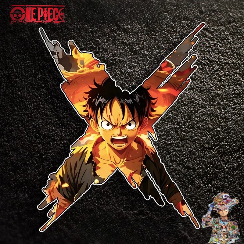 

One Piece Monkey D Luffy Cartoon Cute Car Body Stickers Creative Personalized Car Body Motorcycle Helmet Stickers Gift Wholesale