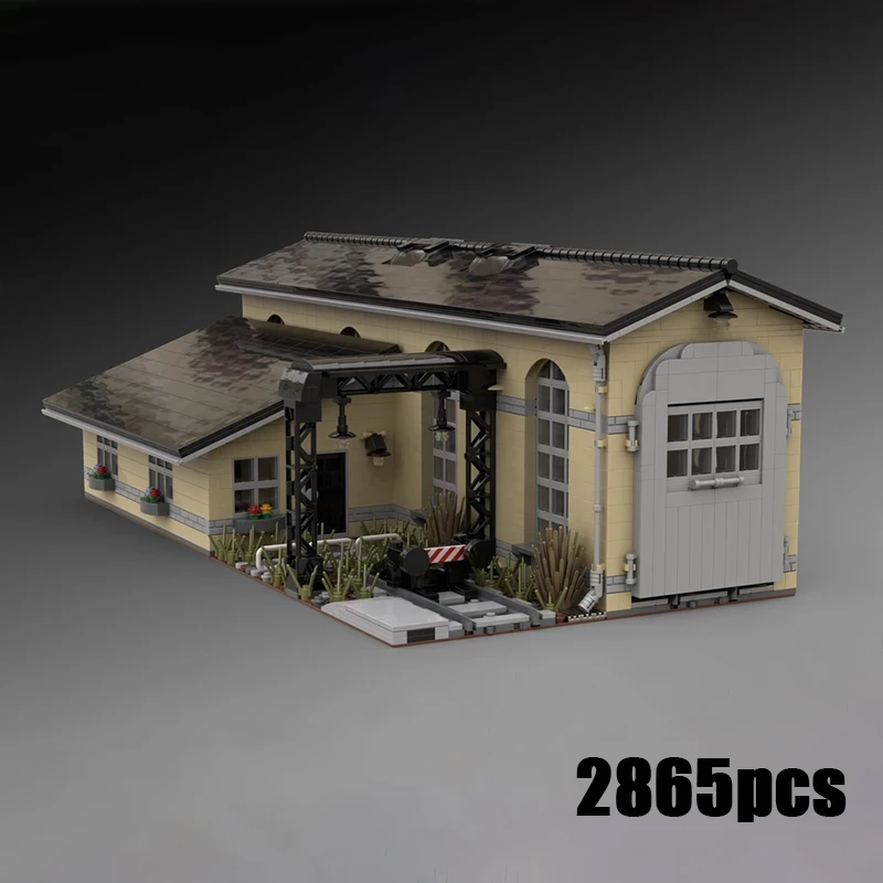 

Moc Building Blocks Locomotive shed Technology Modular Bricks Model Gifts Christmas Toys DIY Sets Assembly
