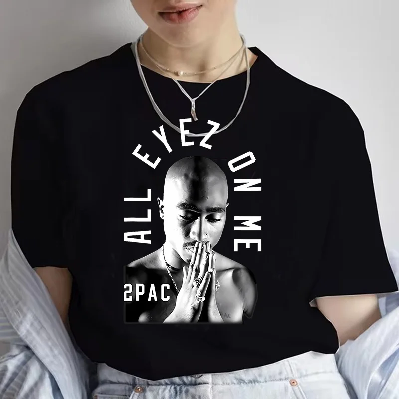 Cool 2024 Summer Fashion T-shirt Rapper Tupac Tops Hip Hop Streetwear Short Sleeves Tee Shirt  Women T Shirt Female Tshirt