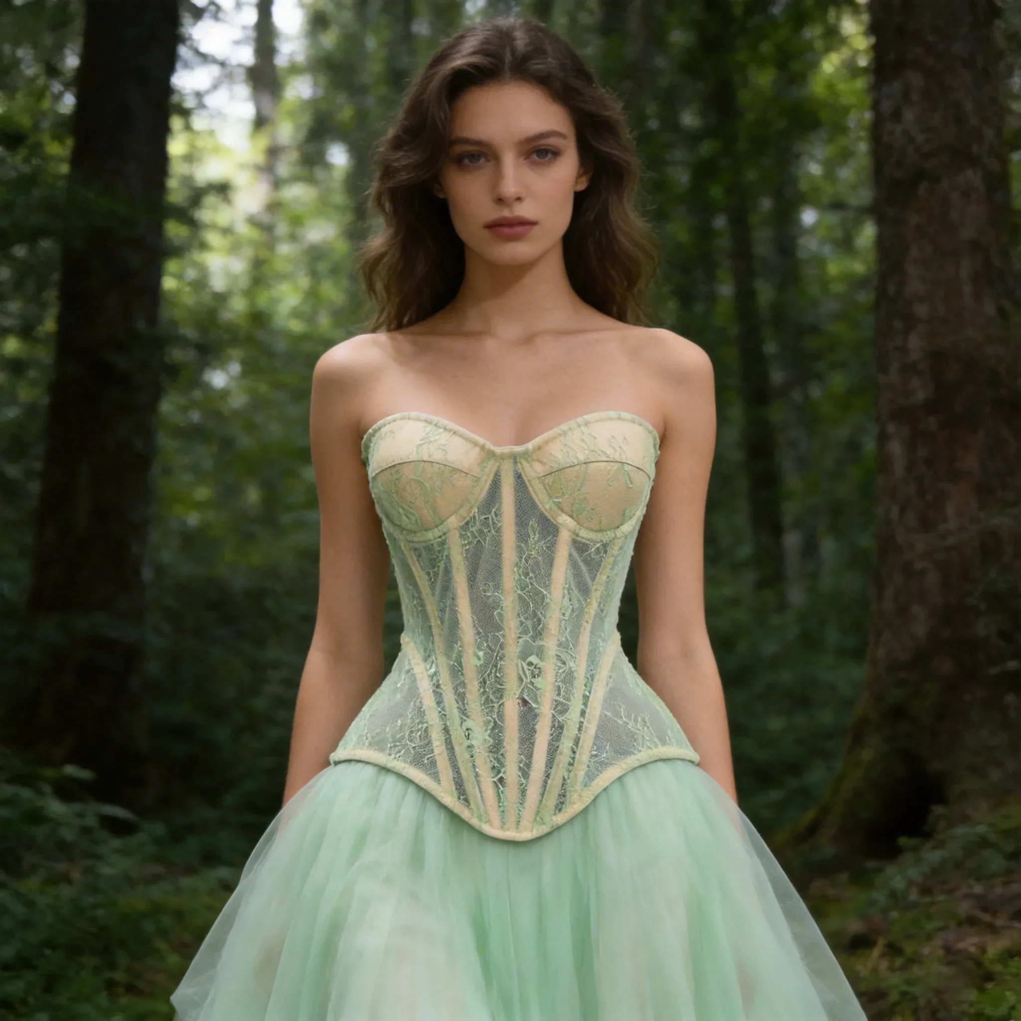 Women Palace Floral Lace Strapless Corset Bustier With Cups Boned Waist Trainer Wedding Party