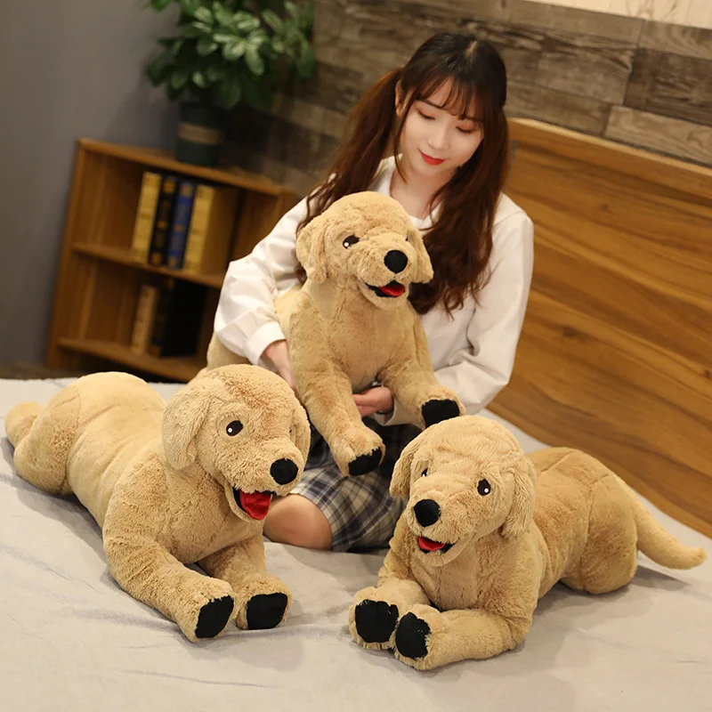 Nuevo Peluche de Perro Labrador de Simulación de 35/75cm, Muñeco de Cachorro Realista y Creativo, Juguetes de Peluche Suaves para Niños, Regalo de Cumpleaños