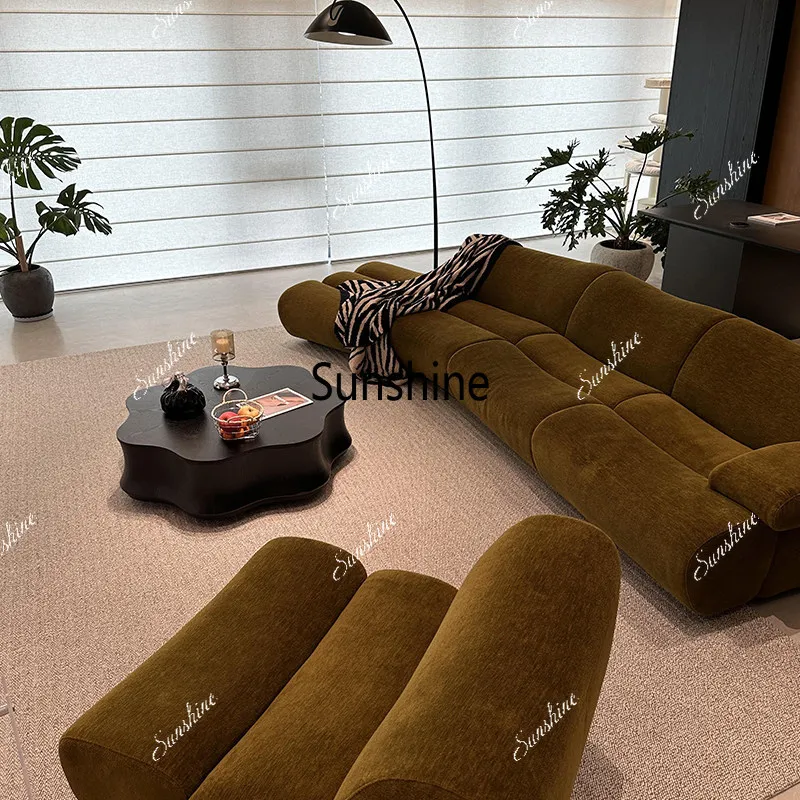Italian minimalist arc, sofa small apartment living room, cream style module