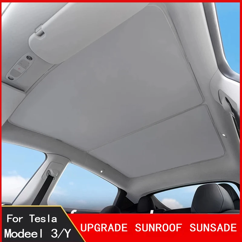 For Tesla Model 3/Y 2019-21 22 Split Upgrade Buckle Sun ShadesGlass Roof Sunroof Skylight Blind Net Sunroof Windshield Skylight