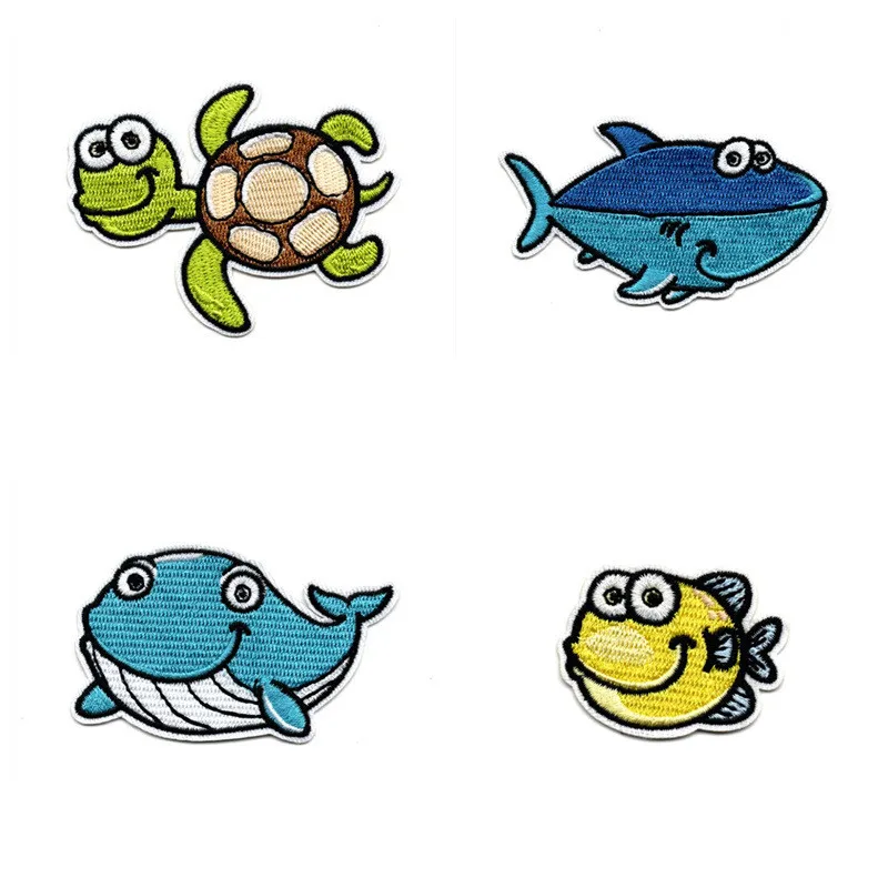 

Crab and Lobster Design Iron On Embroidered Patch Sea turtles and sharks Sew On Patches for DIY Clothes Jeans Bags T-shirt Hat