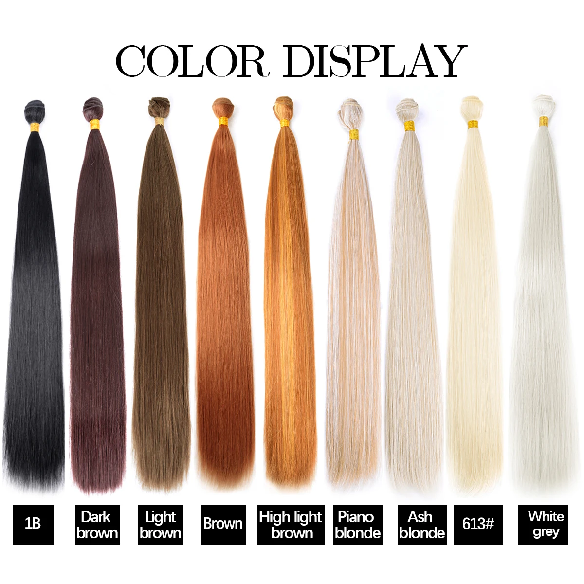 Straight Hair Extensions Hittebestendige Synthetische Haarbundels Kleurrijke Hoge Temperatuur Cosplay Bruin Blond Haar Voor Vrouwen