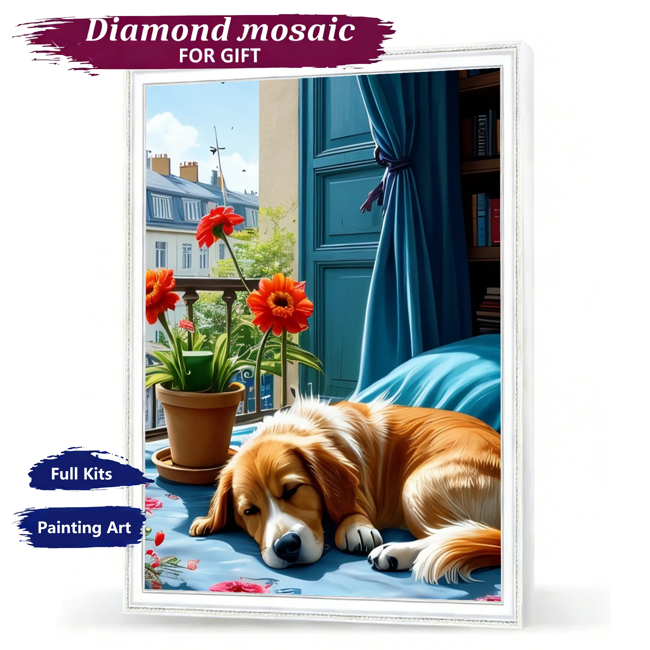 AZQSD Diamond Painting Novelties 2026 Dog Animal Flower Adult Crafts Unique Gift Mosaic Home Decor Items Handmade Full Kits