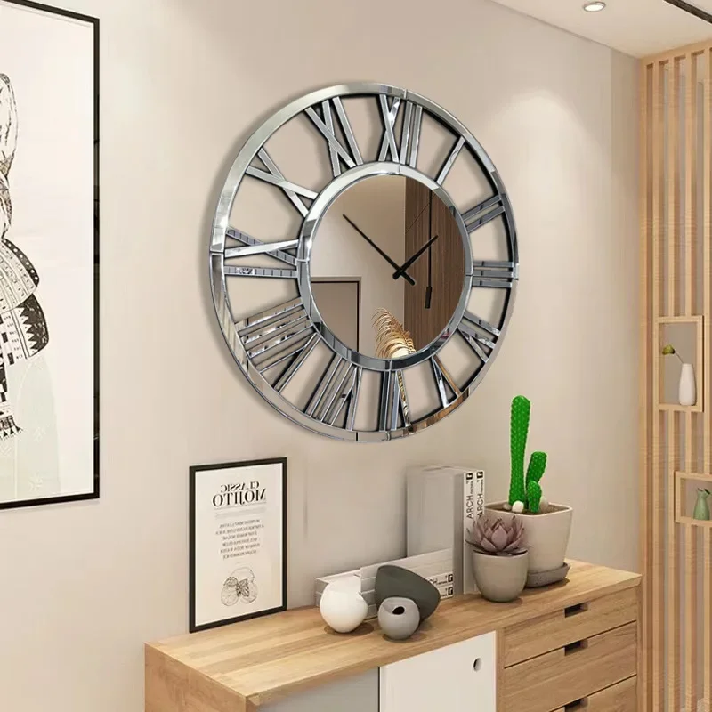 Factory living room round glass mirror patch entrance wall clock Nordic style creative clock bedroom wall decoration clock