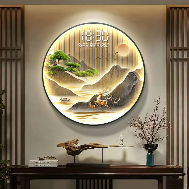 Chinese Style Luxury Wall Watch Living Room Art Mural Aesthetic Design Silent Wall Clocks Fashion Bedrooms Wanduhr Home Decor