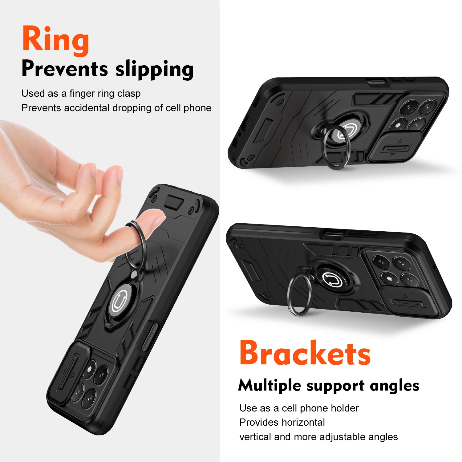 For Poco X6 Pro 5G Case Ring Holder Armor Shockproof Coque For Poko Little X6 X 6 Pro X6pro Pocox6pro Lens Protect Cover