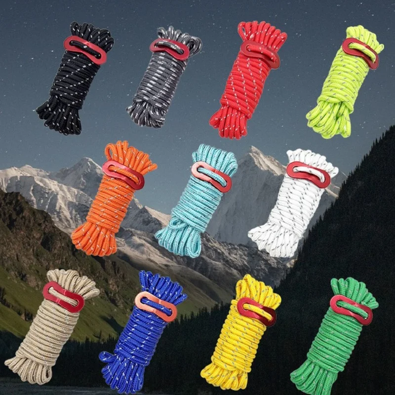 Windproof Rope Reflective Tent Rope Multifunction Guy Lines Cord Paracord Outdoor Sports Camping Hiking Tent Accessories