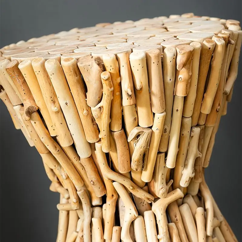 Solid wood stool creative artist home living room jewelry ornament simple handmade wooden pier American rural nature