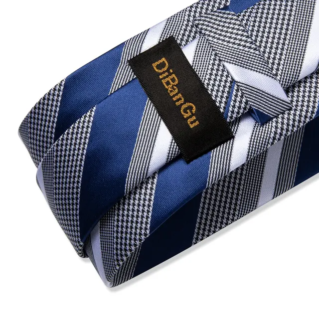 Luxury Blue Striped Polyester Ties for Men 8cm Width Wedding Business Prom Necktie Pocket Square Cufflinks Gift Men Accessories 4 Luxury Blue Striped Polyester Ties for Men 8cm Width Wedding Business Prom Necktie Pocket Square Cufflinks Gift Men Accessories 4