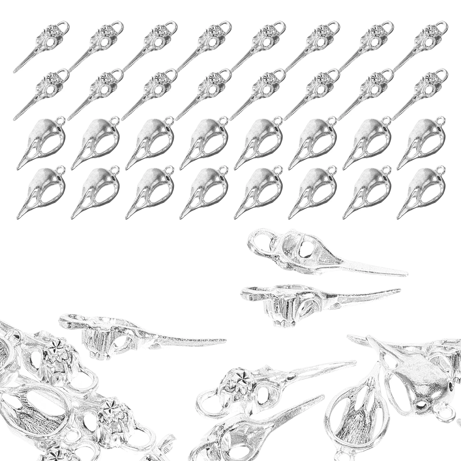 

40pcs Gothic Skull Bird Head Pendants 10x37mm 14x30mm Necklace Earrings DIY Jewelry Making Accessories charms metal alloy