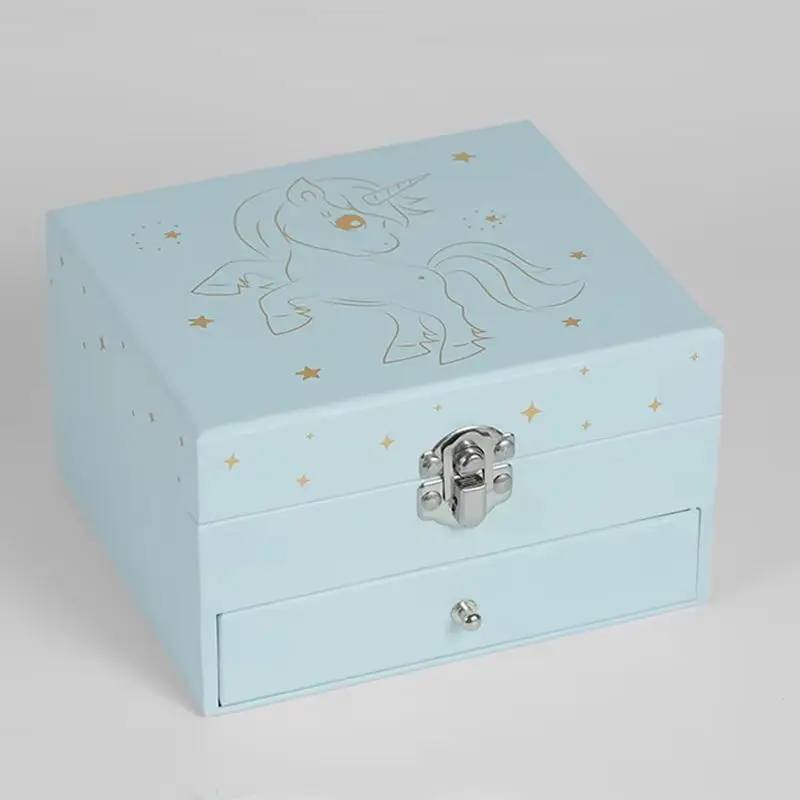 

Music Box Drawer Jewelry Storage Box Cute Fantastic Spin Pony Children Birthday and Christmas Gifts Multi-Functional Music Box